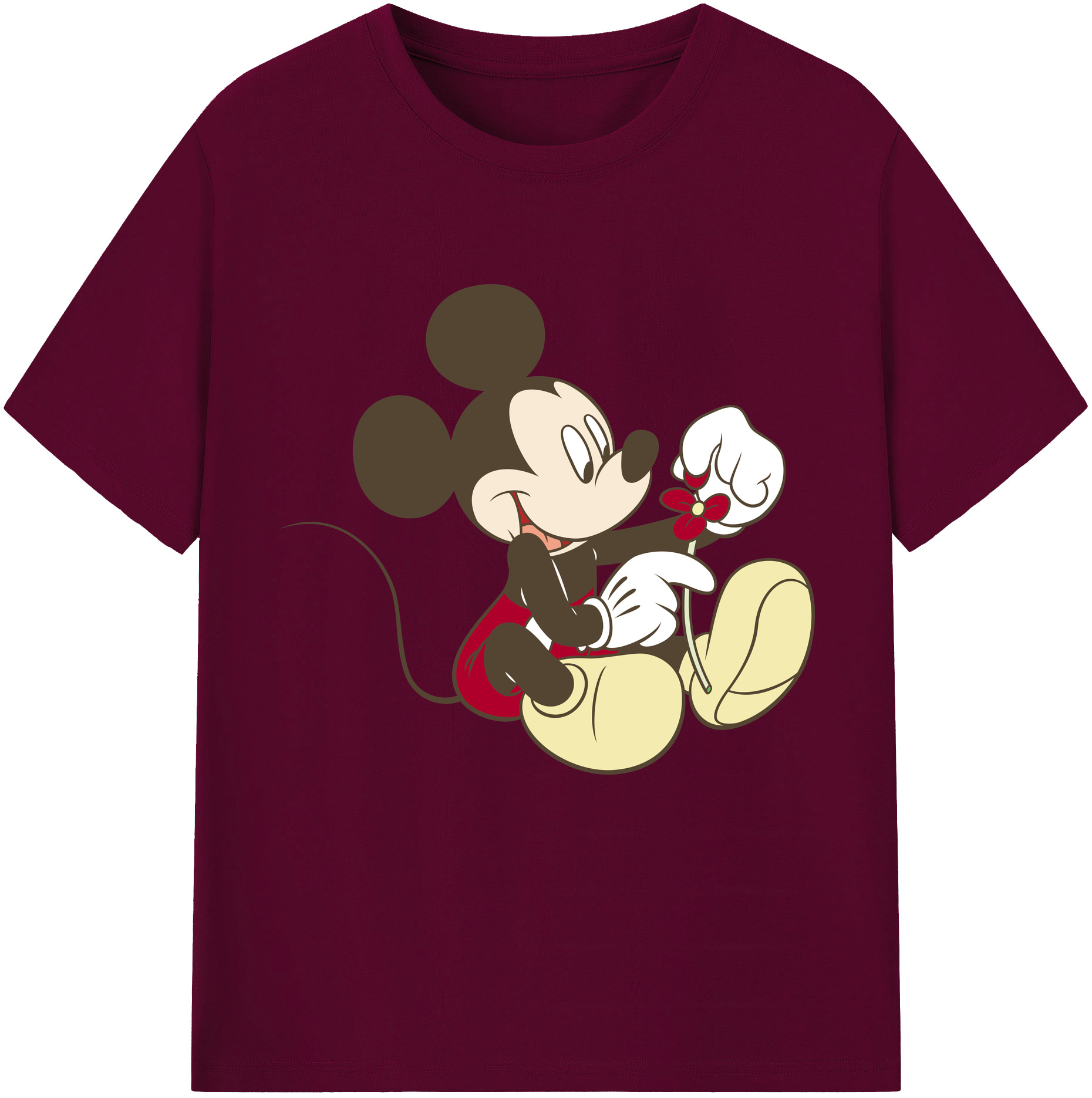 （画像用） ミッキーマウス Mickey Mouse レディースカジュアルプリントTシャツ（綿100％）
